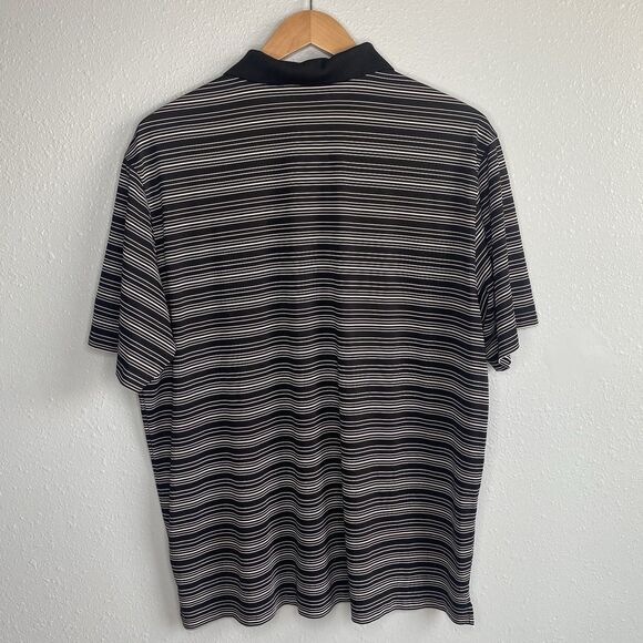 Nike Golf Mens Size XXL Dri-Fit Performance Black White Striped Polo Shirt - Picture 7 of 9